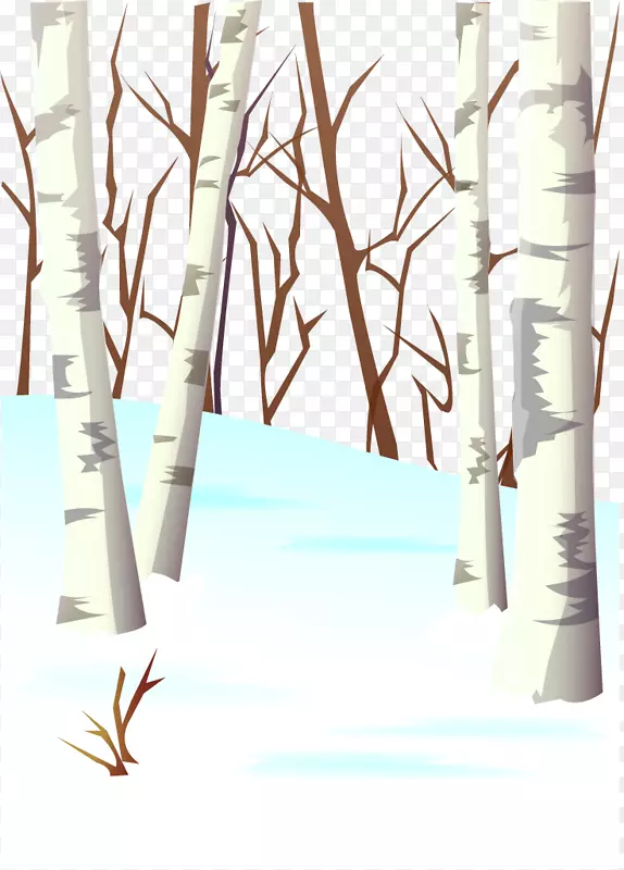 矢量手绘冬季树林