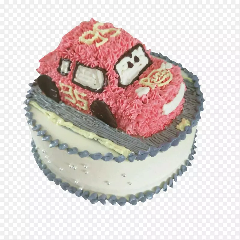 粉红色圆形汽车蛋糕