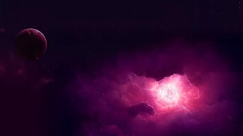 紫色星球云层海报背景