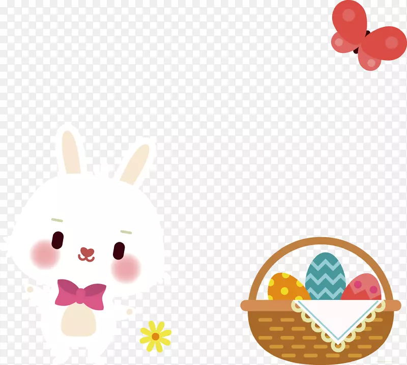 卡通复活节小兔子彩蛋篮子表情素