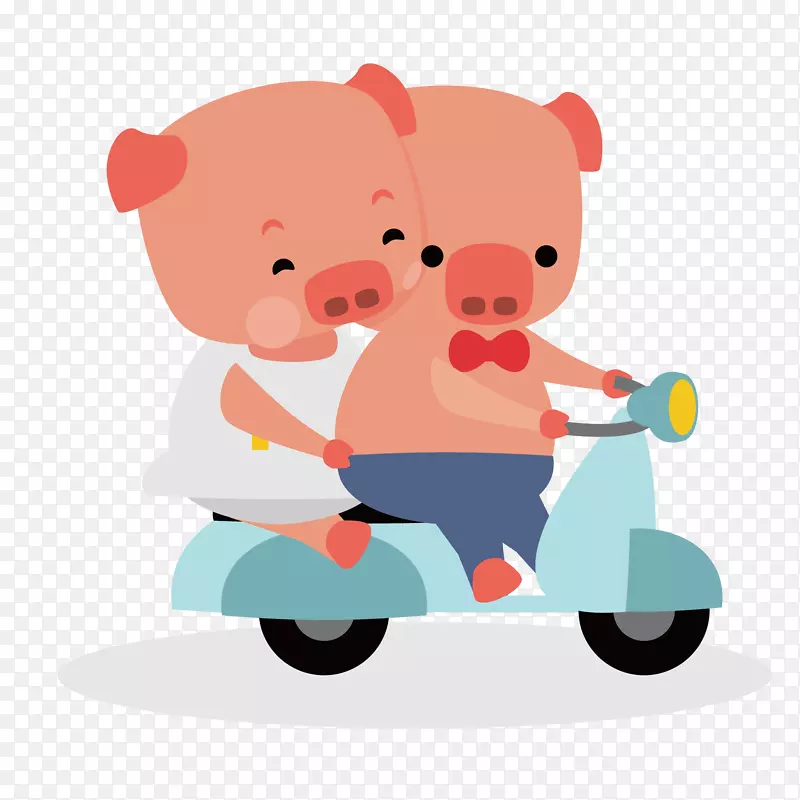 卡通小猪骑电单车