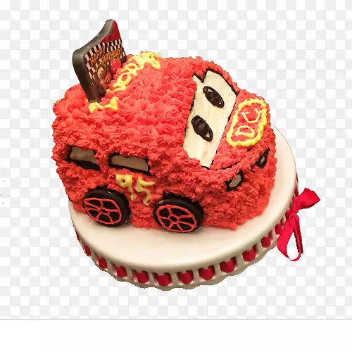 大红色可爱汽车蛋糕