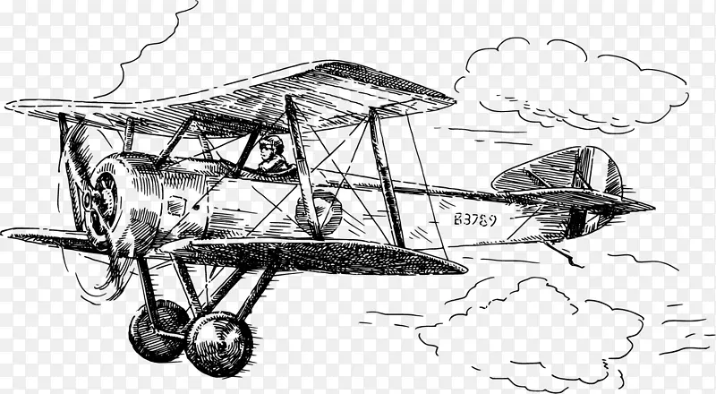 矢量图飞行的老式飞机