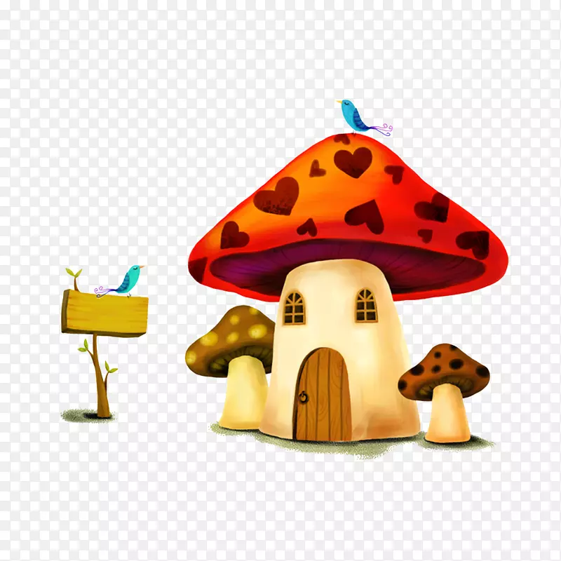 卡通蘑可爱的蘑菇屋素材