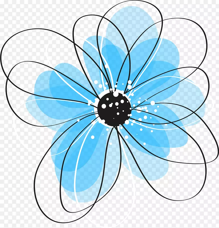 蓝色线条花朵