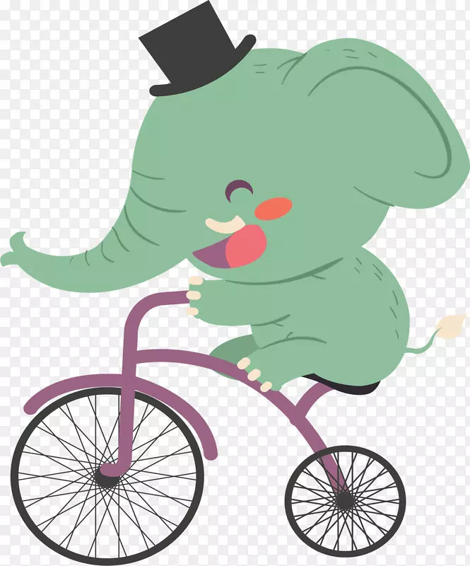 绿色骑单车的大象
