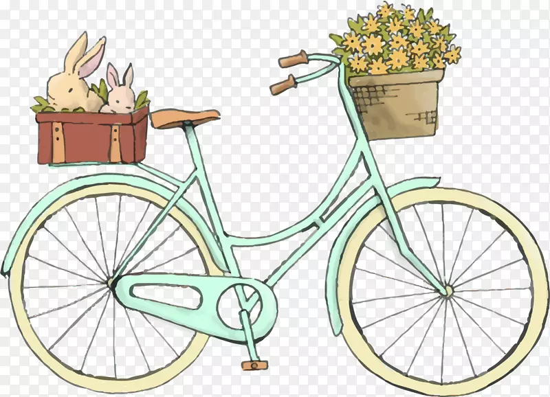 春暖花开绿色自行车