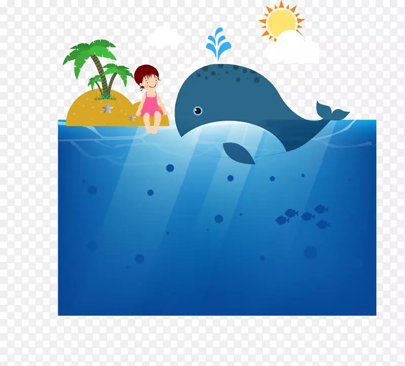 海洋鲸鱼岛图标大小女孩岛