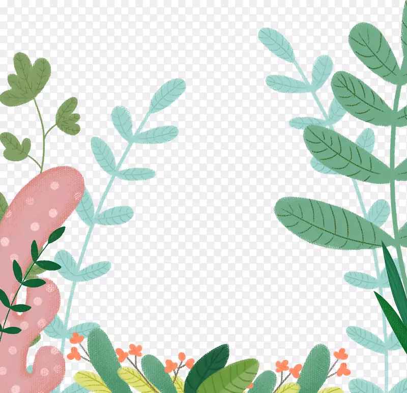 清新文艺风装饰边框插图花卉树叶