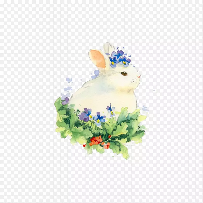 水彩手绘小兔子设计