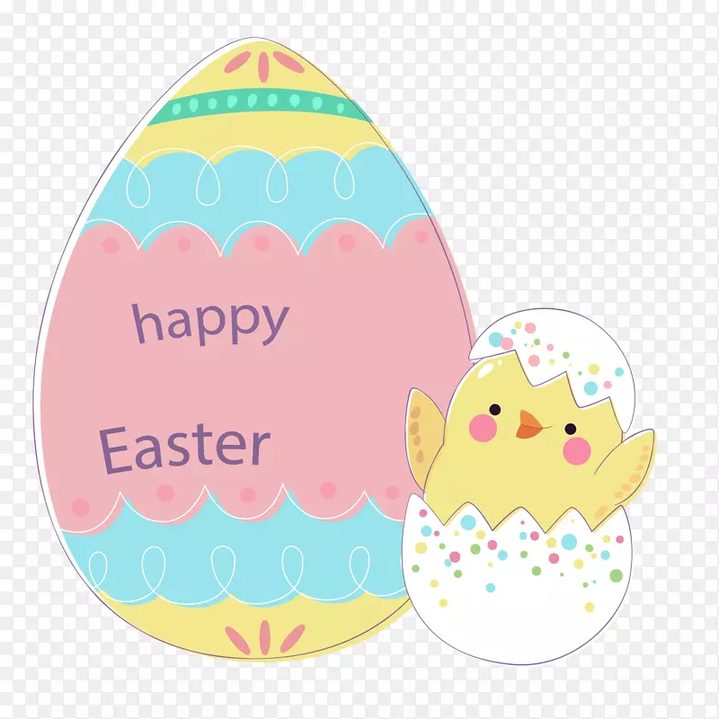 可爱复活节彩蛋和鸡仔