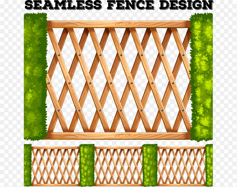 矢量手绘木质栅栏