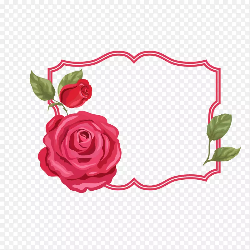 婚礼标签红色花朵边框