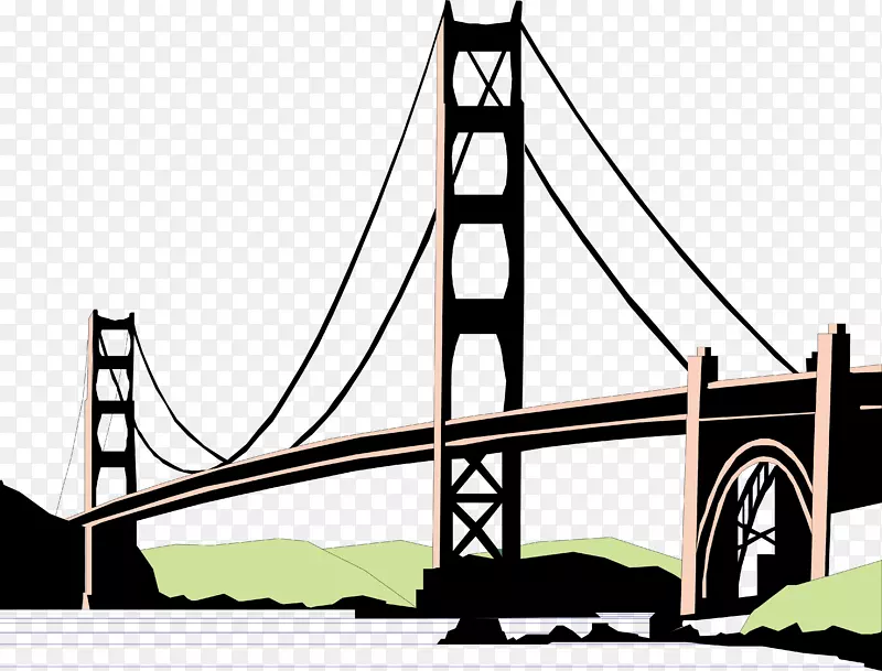 卡通扁平化桥建筑图