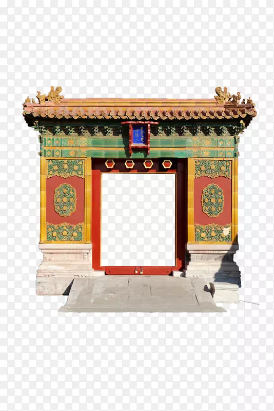 中国风红墙宫廷古式建筑门框