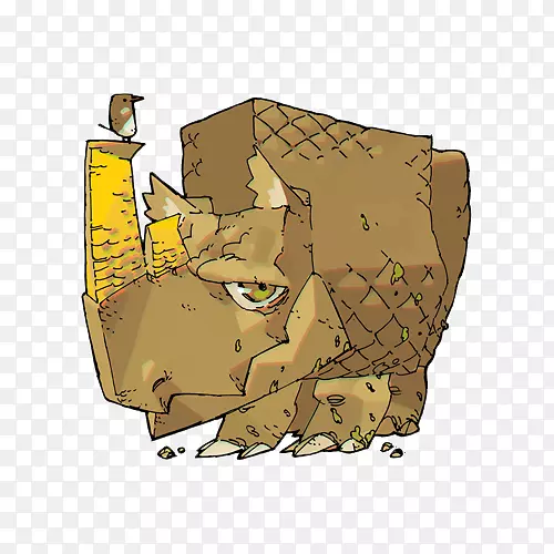 卡通手绘几何拼接抽象动物插画设