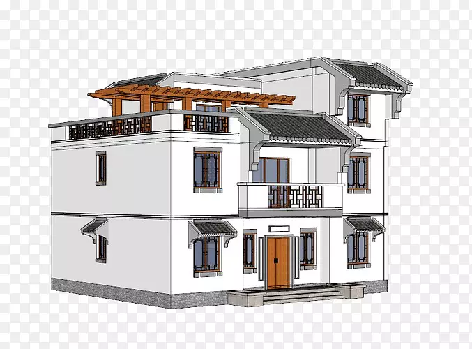 中式古典房屋效果图