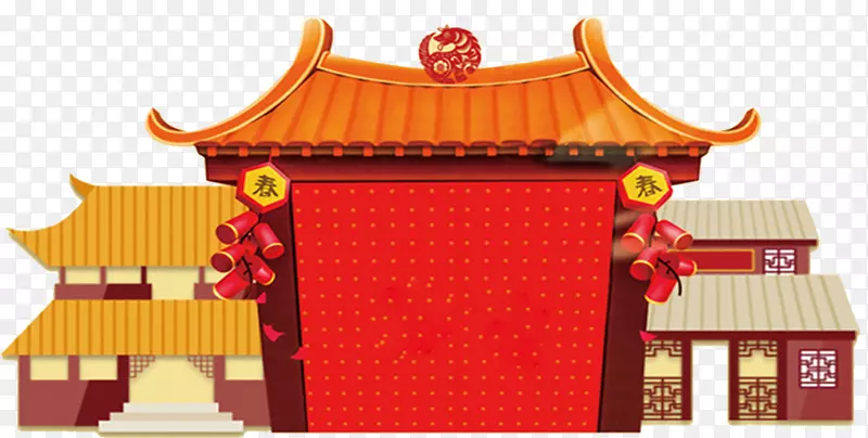 红色中国风春节门框