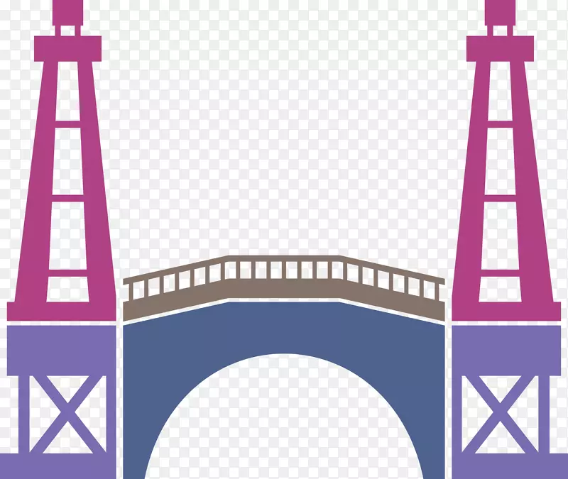 卡通彩色建筑桥矢量图