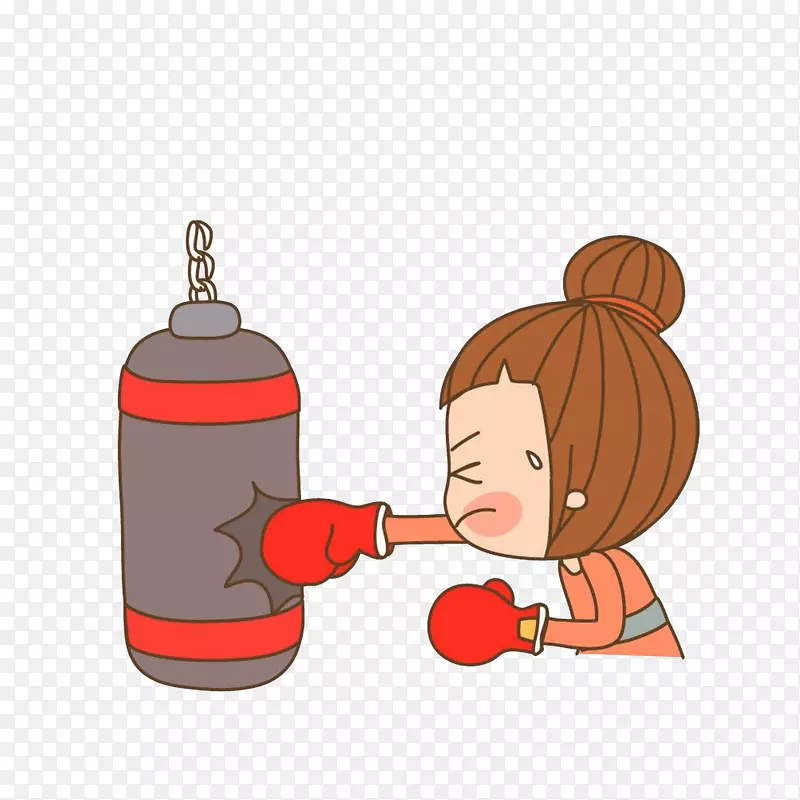 卡通做击打练习的女选手素材PNG图片素材下载_图片编号qdojxgly-免抠素材网