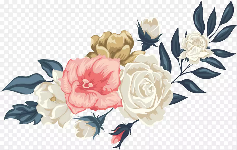 鲜花绿叶矢量图下载