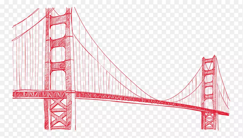 手绘红色高架桥