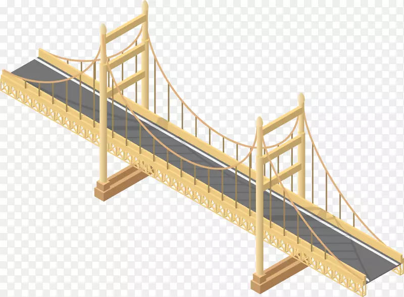 卡通手绘黄色的吊桥