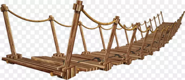 古代木头吊桥素材免抠