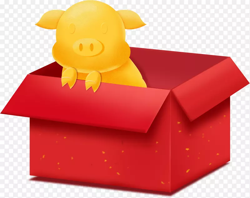 在红纸盒子里的小金猪