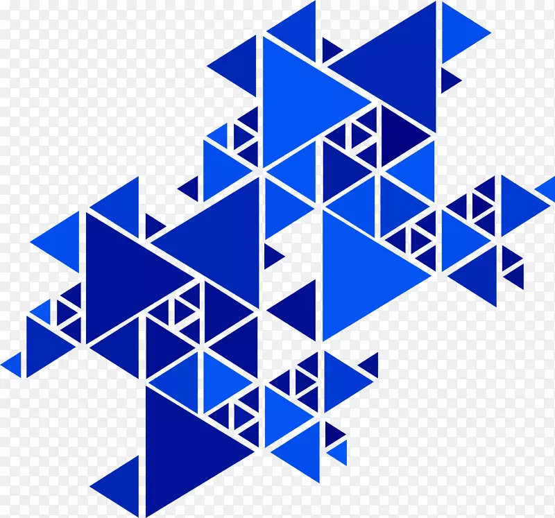 蓝色三角形拼图海报