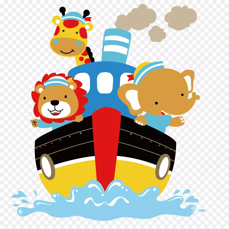 动物坐船创意卡通