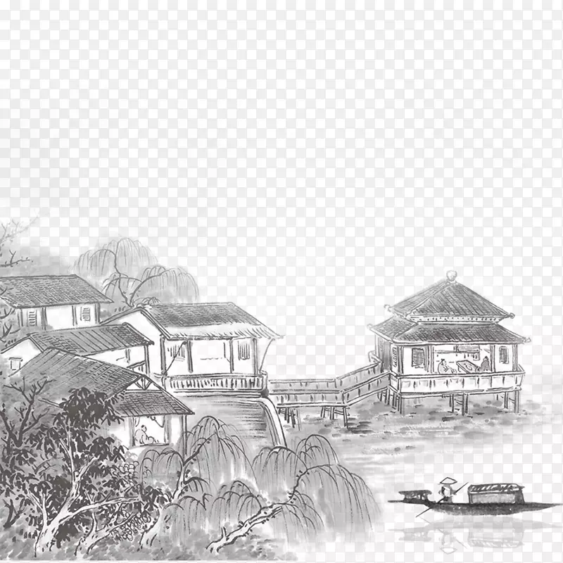 水墨画素材