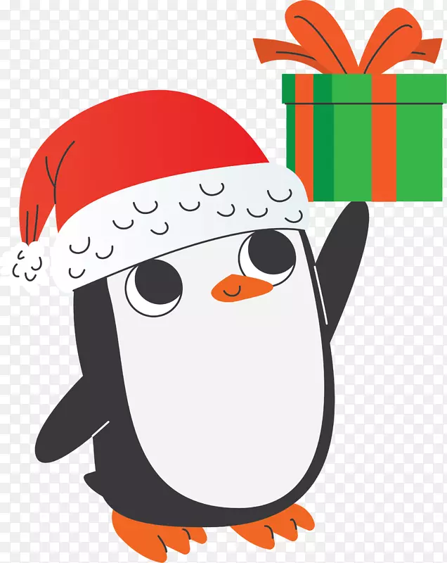 圣诞节送礼物的卡通企鹅