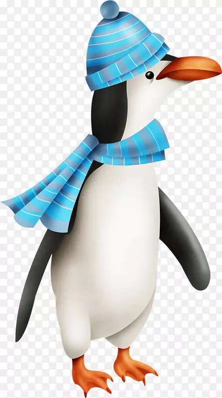 手绘戴帽子围巾的企鹅