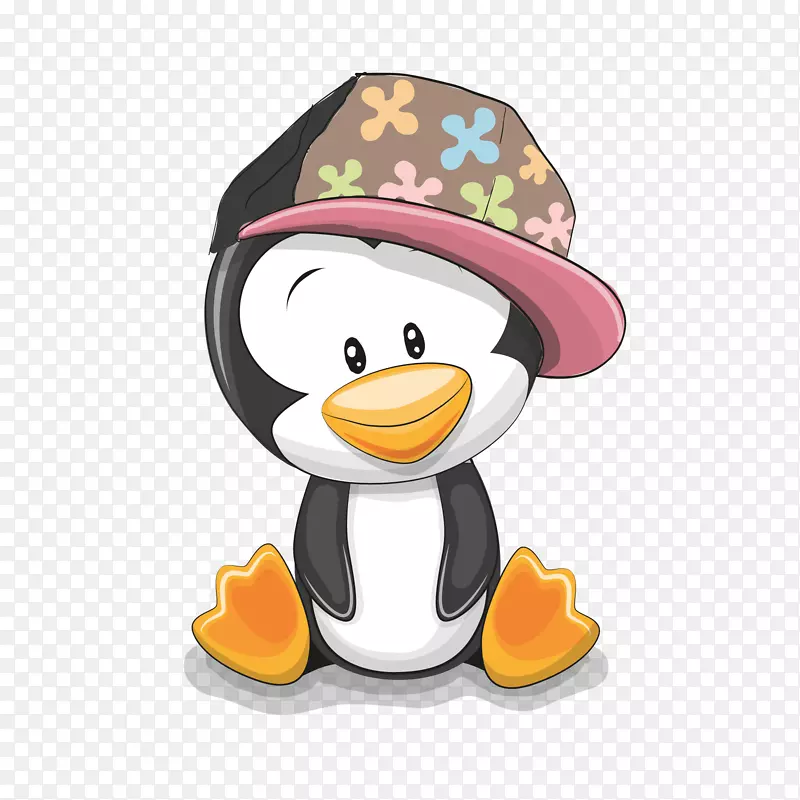 卡通戴帽子的企鹅设计