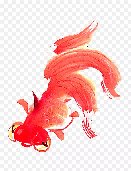 手绘红色金鱼