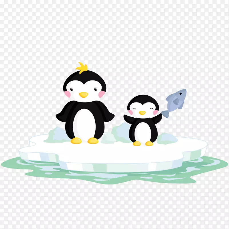 卡通捕鱼的企鹅设计