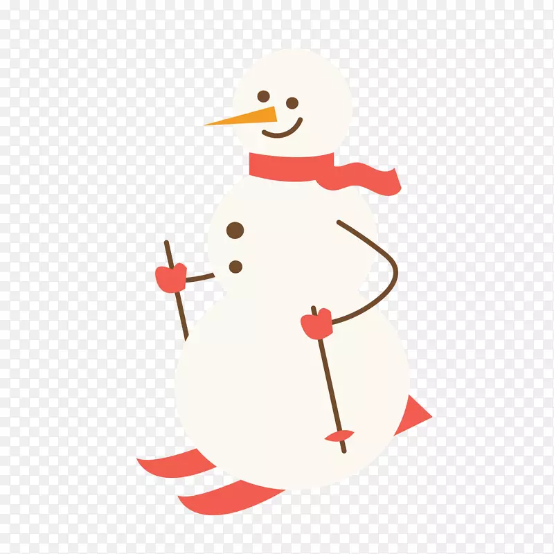 红白色滑雪卡通雪人