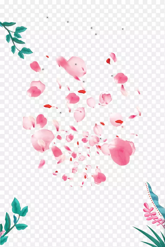 浪漫漂浮粉色花瓣装饰