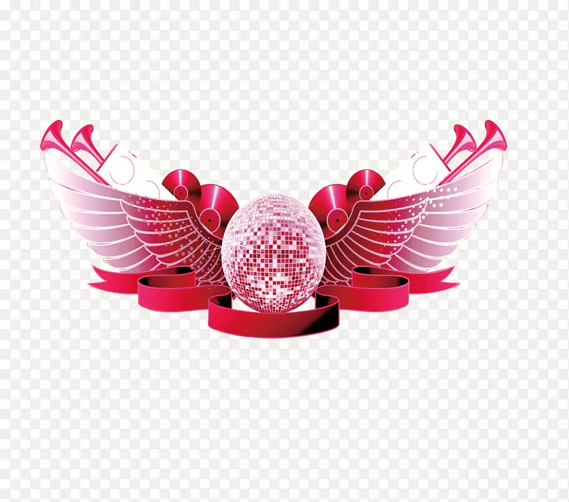 粉色圆球翅膀装饰