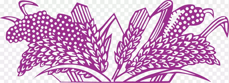 紫色卡通麦穗农作物矢量图