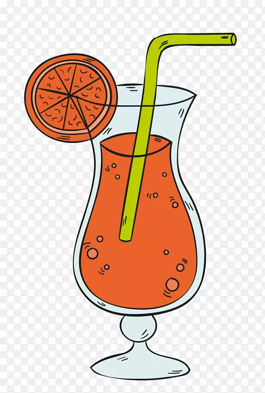 一杯美味的橙汁卡通图