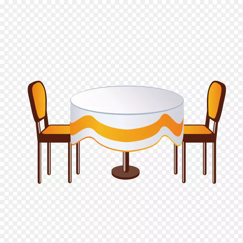 矢量手绘餐厅餐布桌椅