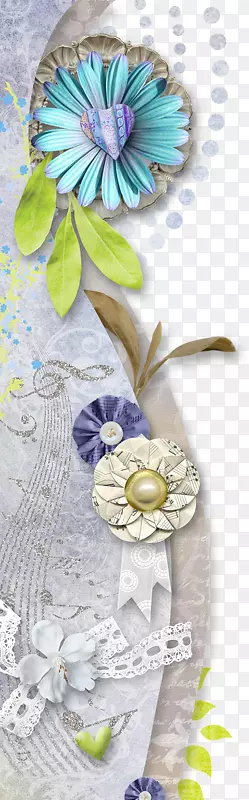 蓝色菊花护肤品海报点缀