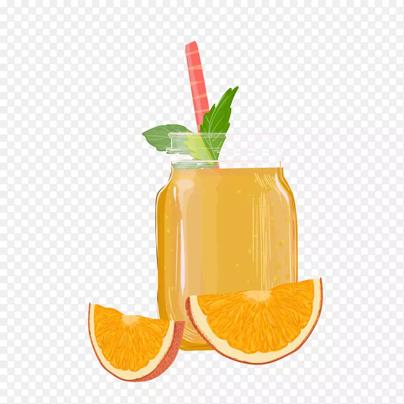 手绘橙汁饮品矢量图