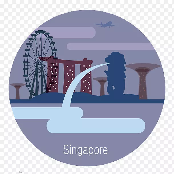 灰紫色圆形新加坡喷泉图标