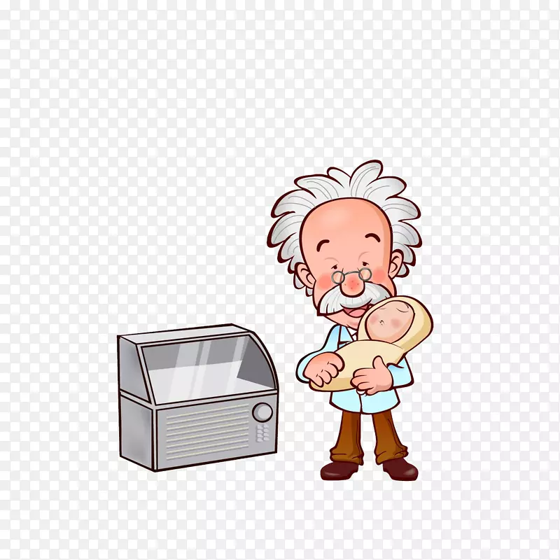 卡通抱着小婴儿的老爷爷医生素材