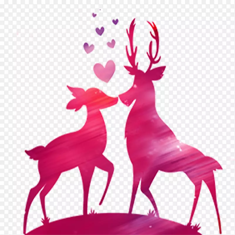 爱在情人节卡通爱心鹿装饰下载