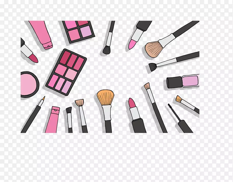 粉红色彩妆化妆工具