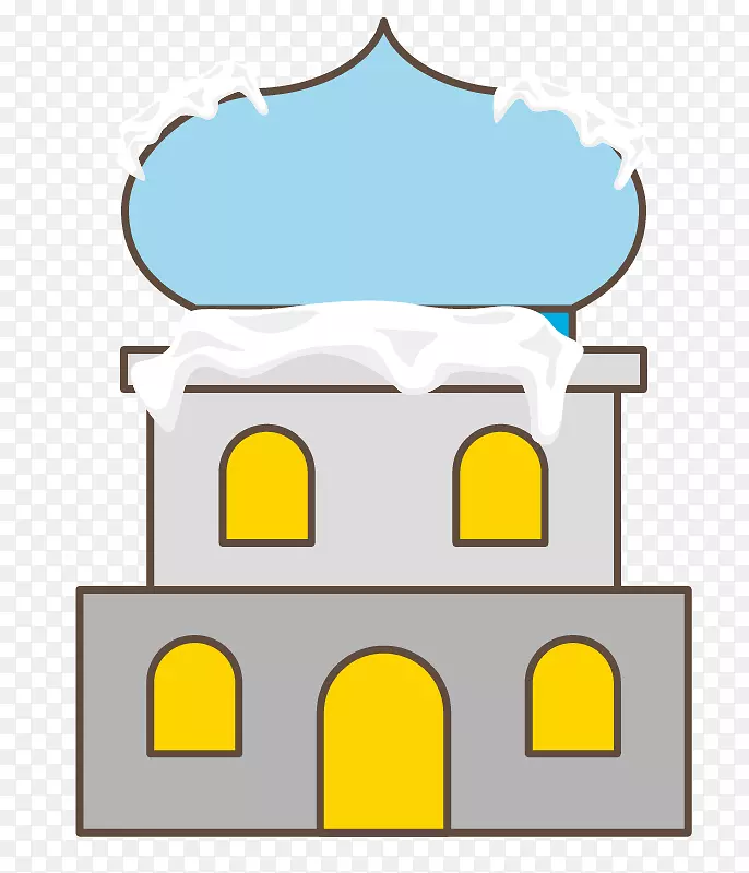 矢量蓝色箭塔房子屋顶积雪